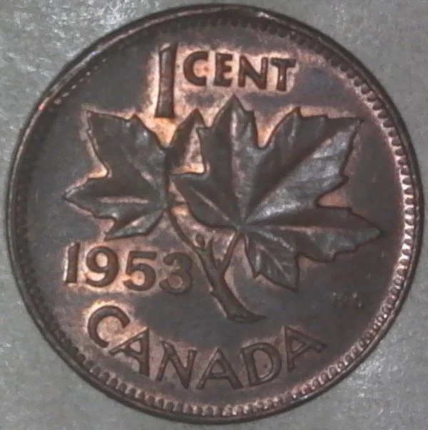 1953-Canadian-Cent-With-Rim-Clip-On-Reverse?